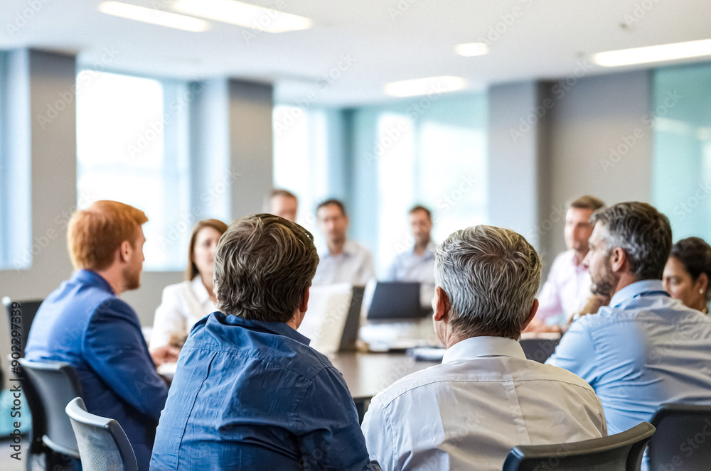Business people sitting around a table during a meeting Business people sitting around a table during a meeting