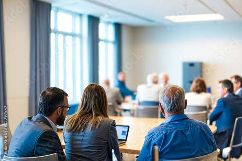 Back view of business professionals in a meeting