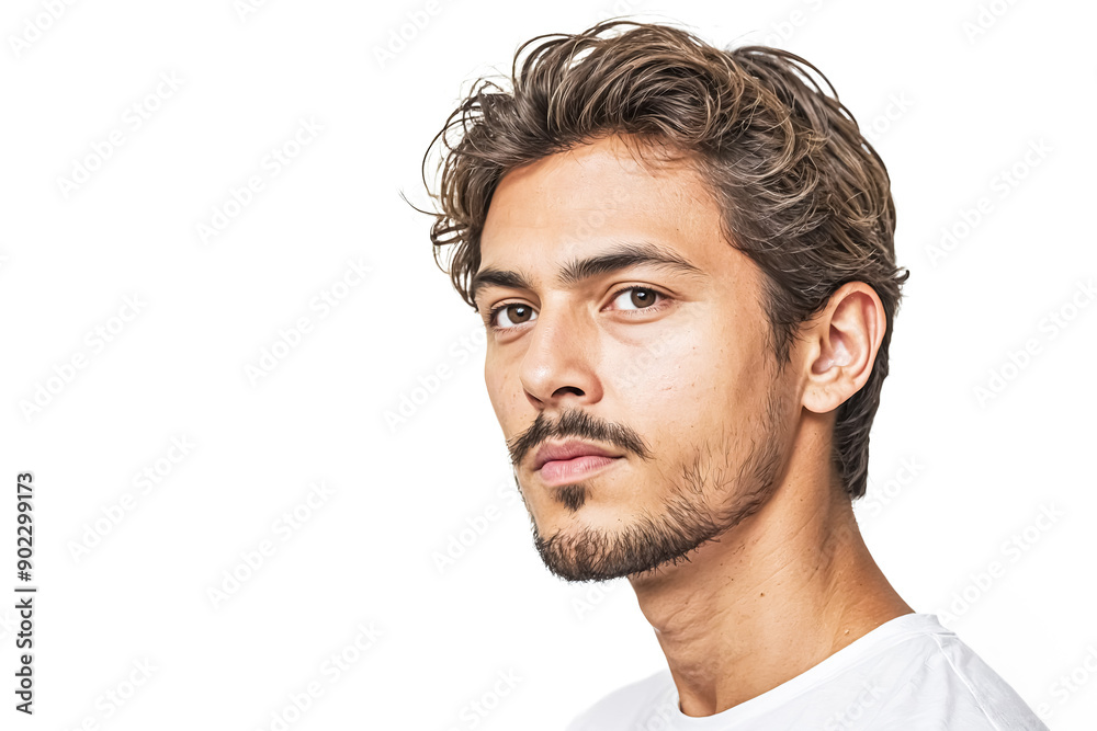 Obraz premium Portrait of a Young Man with a Serious Expression