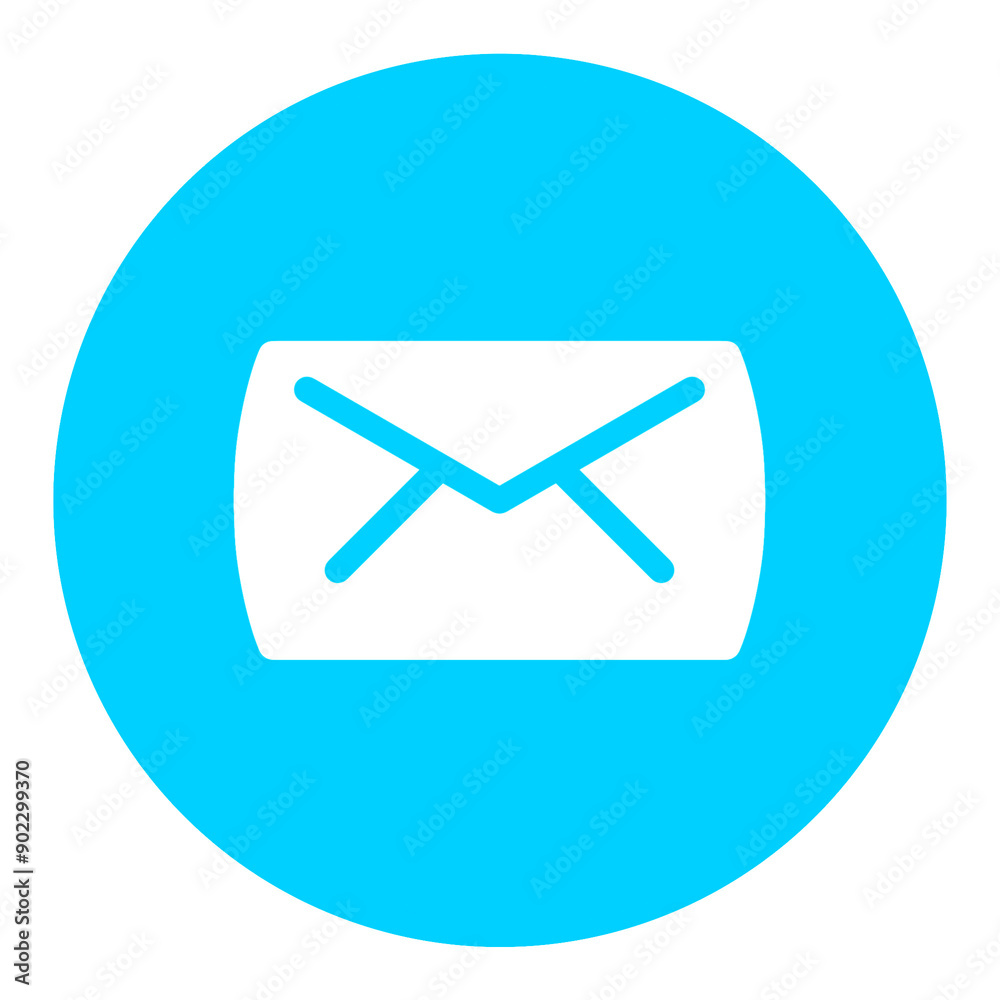 Blue email envelope button icon with simple and modern design Blue email envelope button icon with simple and modern design