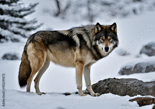 Wolf in the Snowy Forest