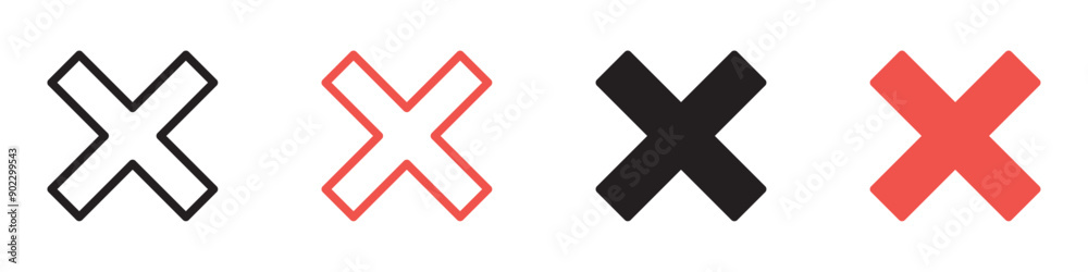 Close icon collection set on white background color Close icon collection set on white background color