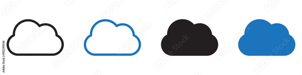 Cloud icon collection set on white background color Cloud icon collection set on white background color