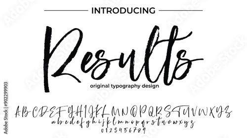 Results Font Stylish brush painted an uppercase vector letters, alphabet, typeface