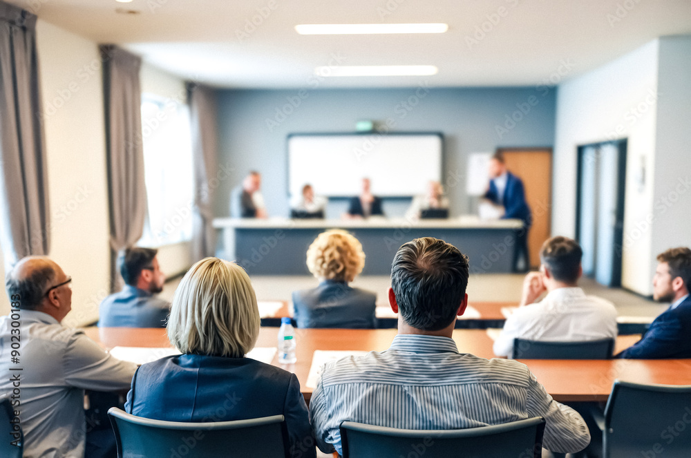 Fototapeta premium Business People Attending a Conference in a Modern Meeting Room