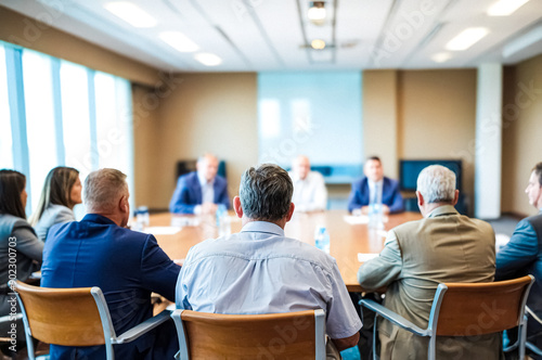 Business People Sitting at a Table in a Meeting Room