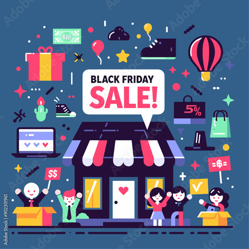 Black friday big sale creative template on flat design mega sale