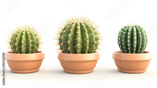 set of colorful cactus plants in colored pots with outlines. Exotic and Tropical Plants - Cacti for design isolated on white background. Hand drawn cactus for design