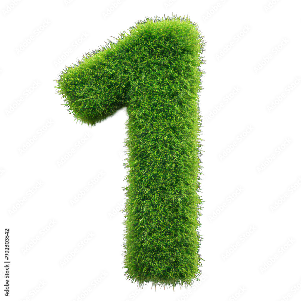 Number 1 made out of grass isolated on transparent background Number 1 made out of grass isolated on transparent background