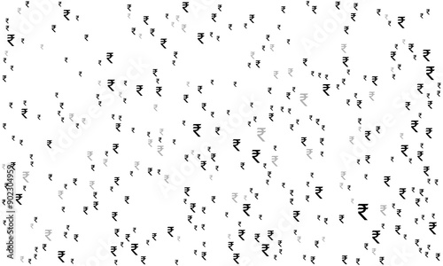 Indian Rupee symbols of different sizes and opacity seamless background pattern vector illustration.