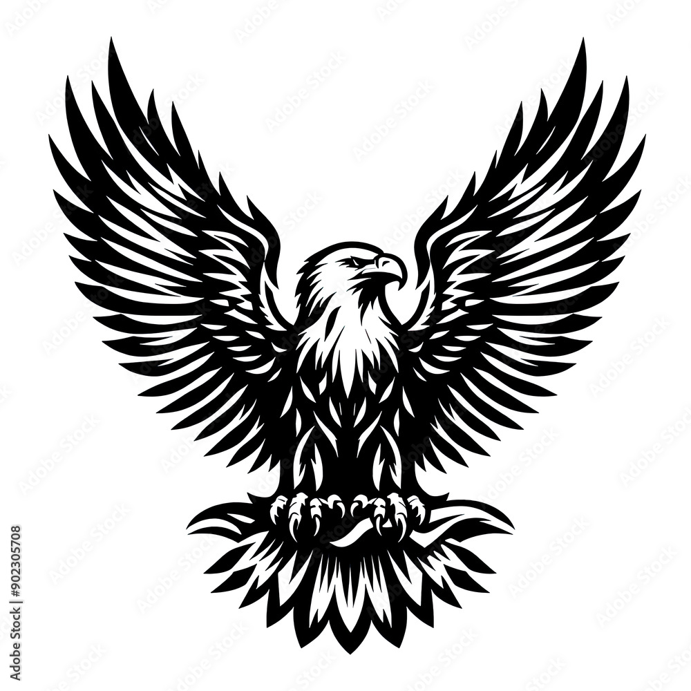 Eagle black line stencil artwork isolated on white background PNG Eagle black line stencil artwork isolated on white background PNG