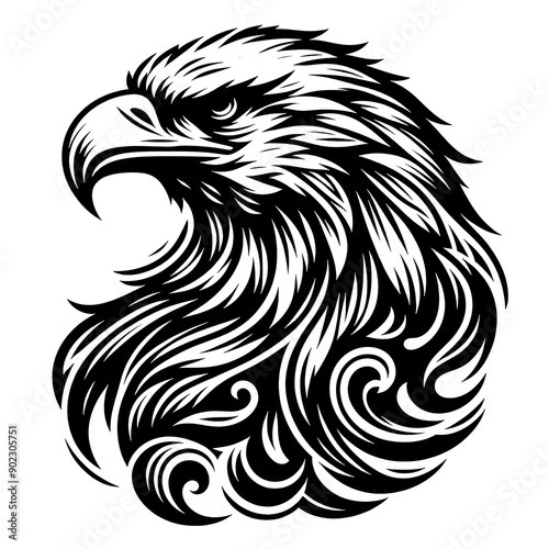 Wallpaper Mural Eagle black line stencil artwork isolated on white background PNG Torontodigital.ca