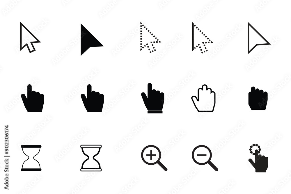 Mouse Curser With Black Icon And White background
