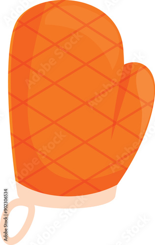 Orange oven mitt protecting hands from hot temperatures while cooking