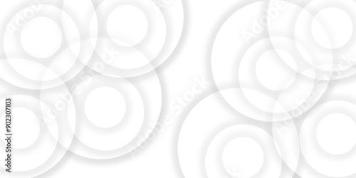 Abstract white geometric overlapping circle background with shadow. Vector circles template vector design. white background texture, Xmas, backdrop, lights, wallpaper design.