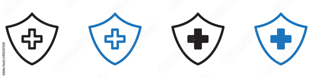 Health insurance icon Flat illustration vector with thin stroke Health insurance icon Flat illustration vector with thin stroke