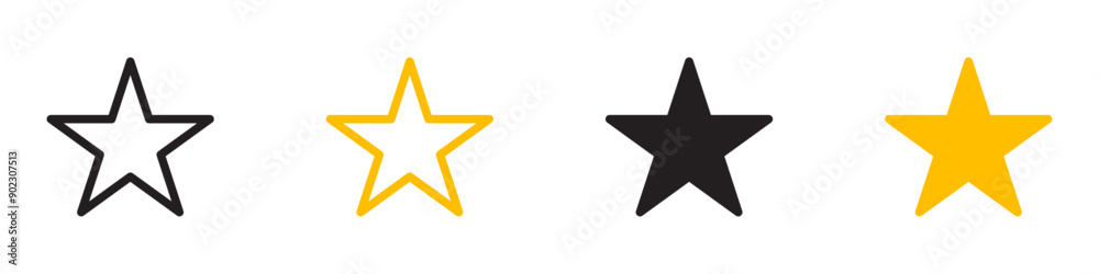 Star icon Flat illustration vector with thin stroke Star icon Flat illustration vector with thin stroke
