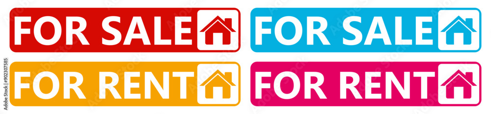 set collections House For Sell Labels icon. Home For Rent sign template notice sticker design vector illustration set collections House For Sell Labels icon. Home For Rent sign template notice sticker design vector illustration