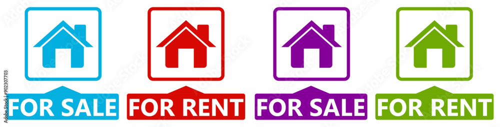 set real estate for sale signs symbol. Home for rent label design template vector illustration set real estate for sale signs symbol. Home for rent label design template vector illustration