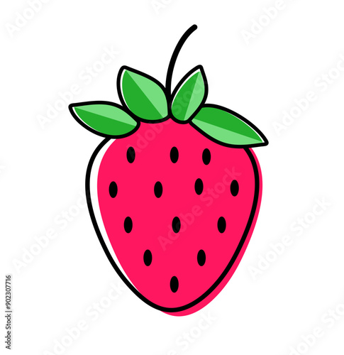 Strawberry isolated on white background. Ripe strawberry. Red berry fruit. Vector illustration