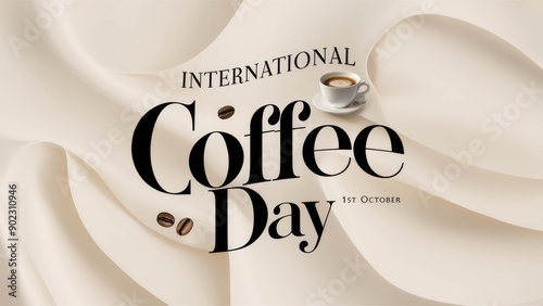 International Coffee Day posts design simple typography illustrations.