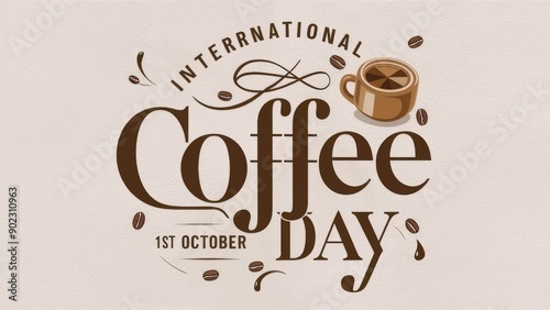 International Coffee Day posts design simple typography illustrations.