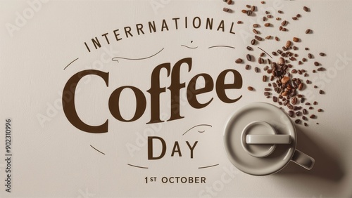 International Coffee Day posts design simple typography illustrations.