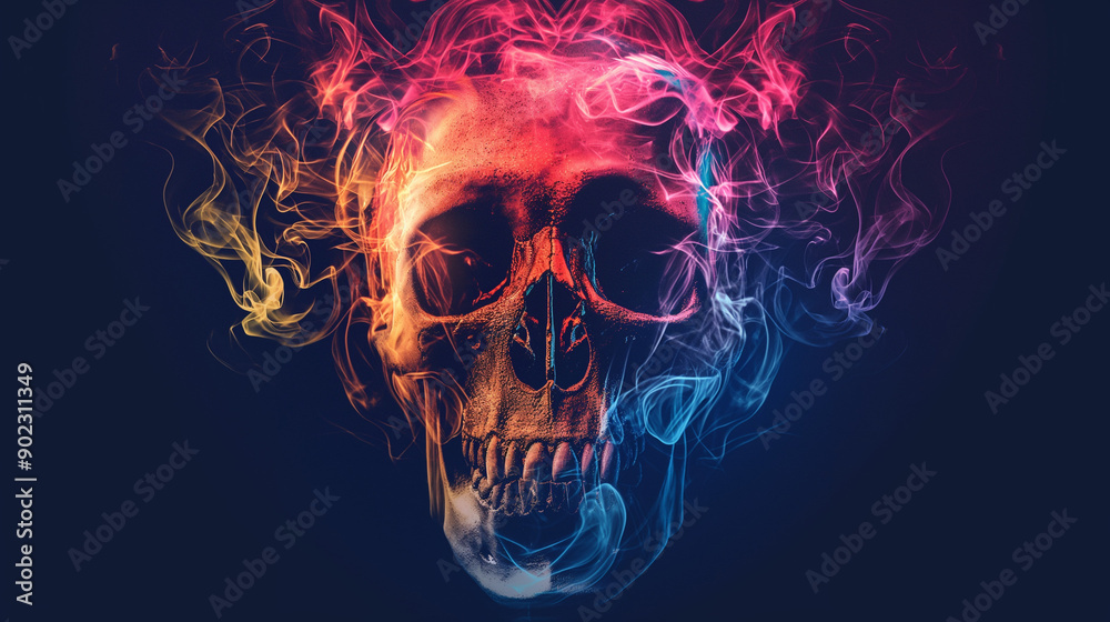 Abstract Colorful Skull Isolated on black background Abstract Colorful Skull Isolated on black background