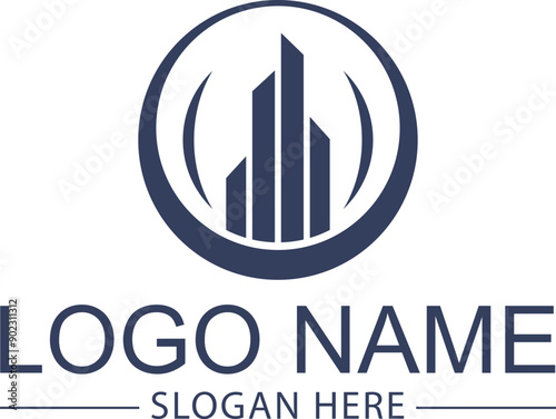 A real estate logo typically features a house or building icon to signify property, with clean lines and modern fonts for a professional and trustworthy appeal.
