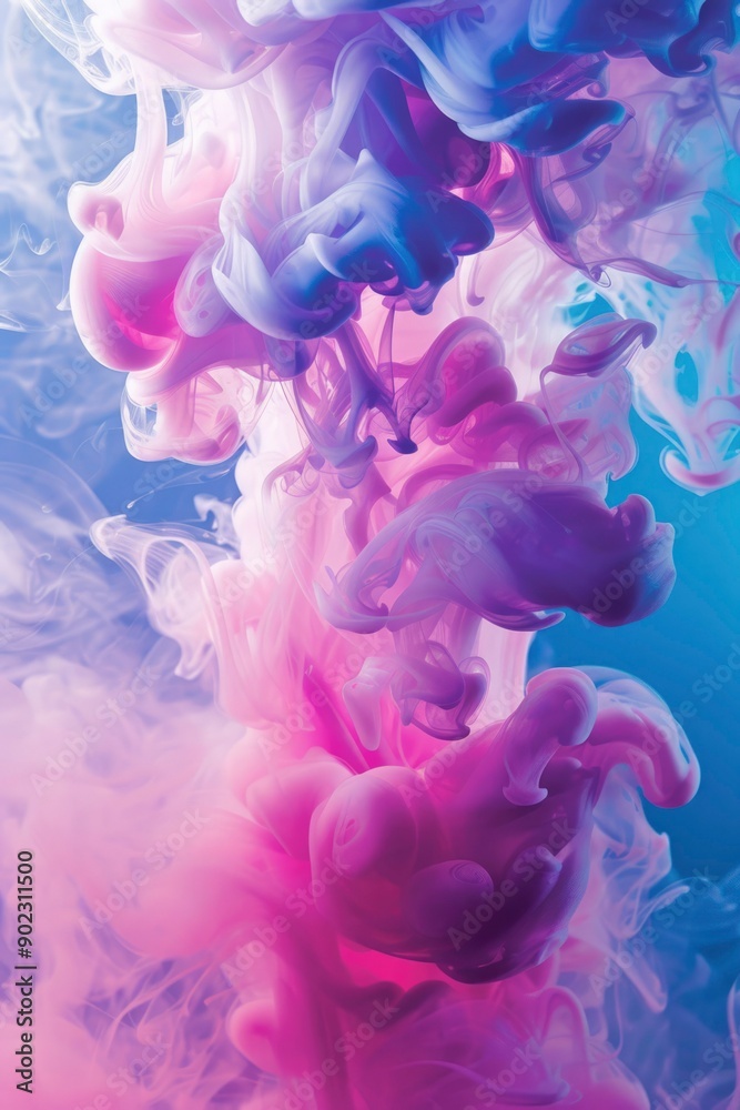 Fototapeta premium Abstract Swirling Purple and Blue Ink in Water