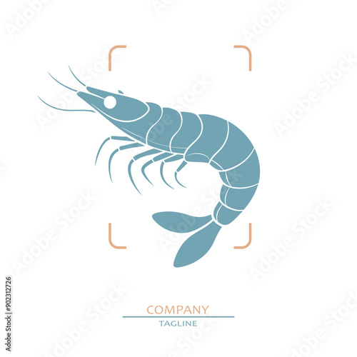 Large prawn shrimp, drawn by graphic lines. Element for a menu of fish restaurants, for packaging in markets and in stores. Healthy seafood concept