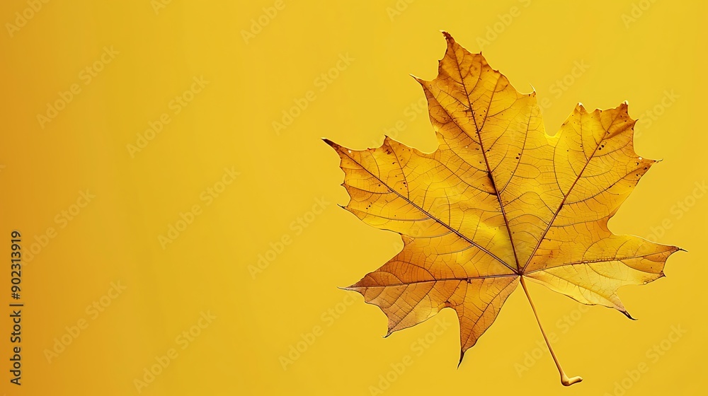 Autumn Leaf on Yellow Background Autumn Leaf on Yellow Background