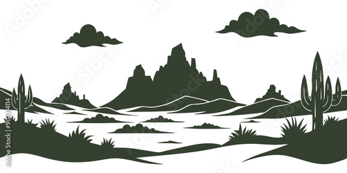 Silhouette of Desert Landscape: Breathtaking Views of the Arid Wilderness