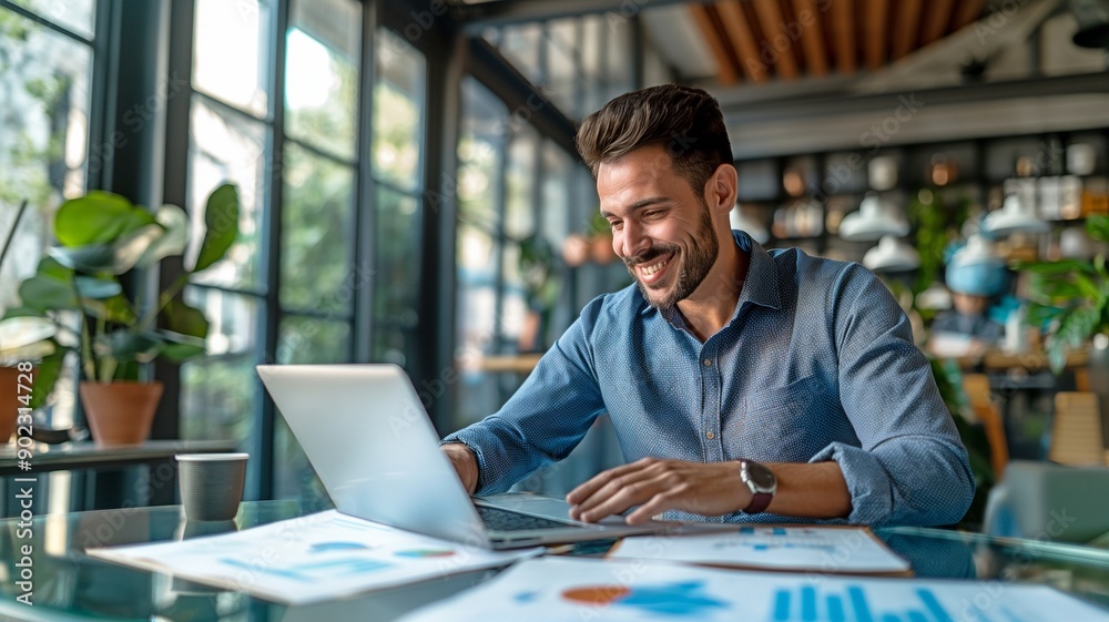 © Sawitree88 - professional men are pictured working at their desks in modern office environments, each engaged with their laptops and documents. © Sawitree88 - professional men are pictured working at their desks in modern office environments, each engaged with their laptops and documents.