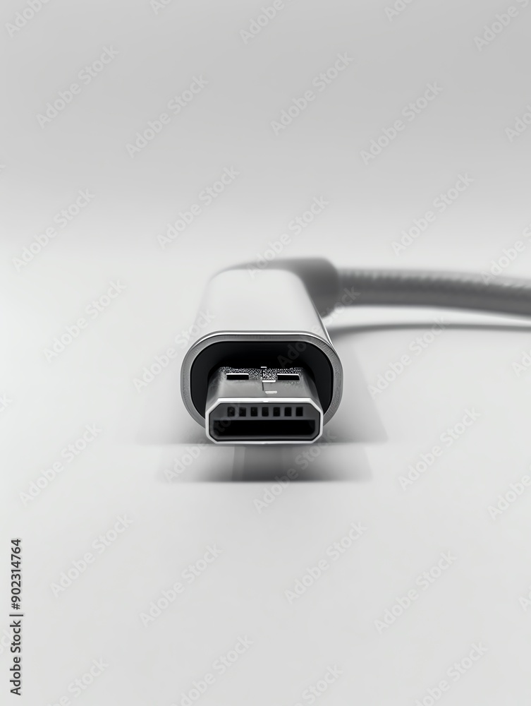 Close-up of a white USB cable against a plain background, emphasizing simplicity and modern technology. Close-up of a white USB cable against a plain background, emphasizing simplicity and modern technology.