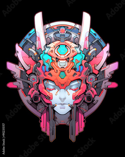 Goddesss Head mechanical cyborg mecha robot illustration photo