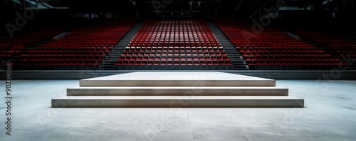 Clear boxing platform in a large stadium, Hollow Platform, Fight Arena, The stage is set photo