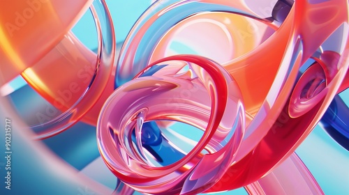 Abstract background with colorful, flowing, transparent shapes. photo