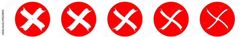 Fototapeta premium white cross red icon vector isolated on white background. x text for symbol or mark decoration element on application or web illusttration no or cancel choice button on examination