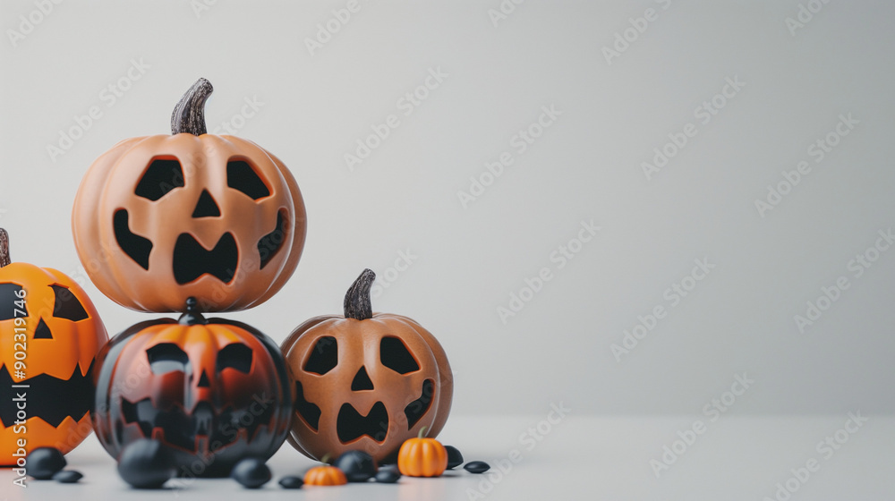 Fototapeta premium Happy Halloween Poster On white Background