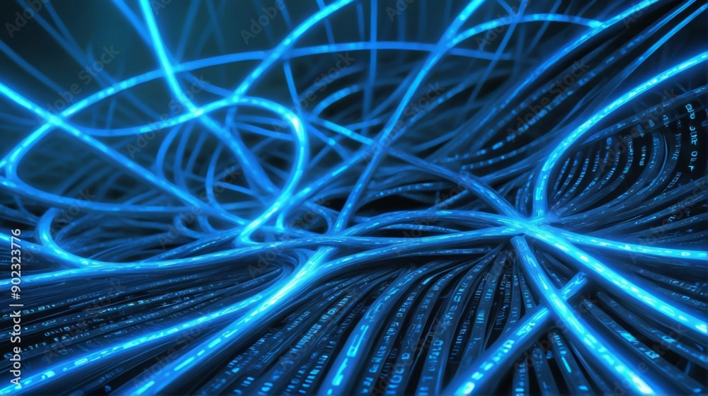 Close-up network blue lines numbers are arranged radial Abstract Close-up network blue lines numbers are arranged radial Abstract