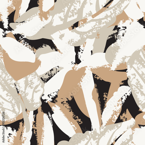 Neutral Colour Abstract Floral Seamless Pattern Design