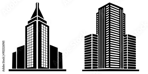 Business District Cityscape: Stunning Silhouette of Modern Skyscrapers