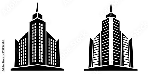 Business District Cityscape: Stunning Silhouette of Modern Skyscrapers