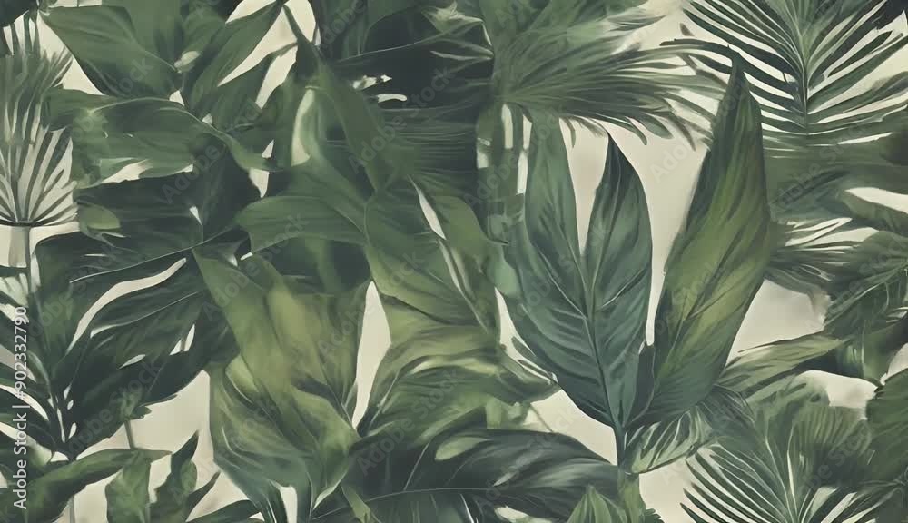 exotic plants Seamless tropical leaves pattern