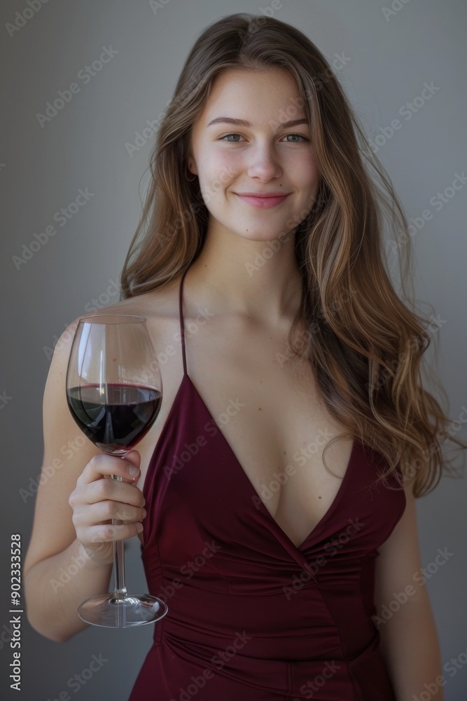 photo of beautiful Caucasian model smiling looking at the camera isolated on dark grey, clean dark grey background photo of beautiful Caucasian model smiling looking at the camera isolated on dark grey, clean dark grey background