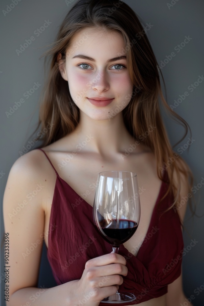 photo of beautiful Caucasian model smiling looking at the camera, isolated on dark grey, clean dark grey background photo of beautiful Caucasian model smiling looking at the camera, isolated on dark grey, clean dark grey background