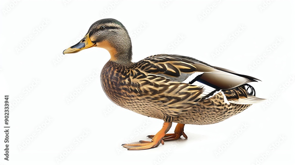 A beautiful duck with a glossy green head and neck, a white belly, and brown back and wings. A beautiful duck with a glossy green head and neck, a white belly, and brown back and wings.