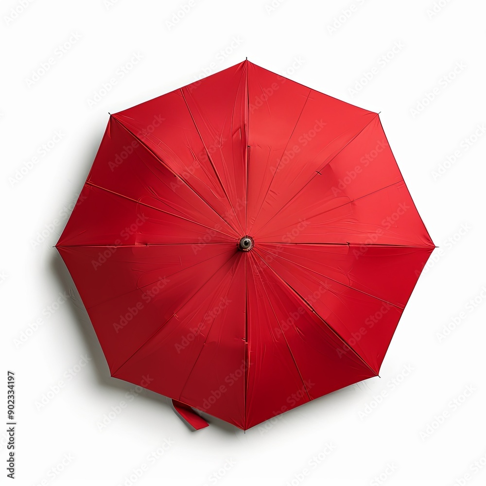 red umbrella viewed from above isolated on white
