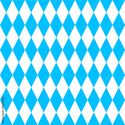 White and blue rhombus geometric seamless pattern. Print for beer festival. Design textile, fabric, wrapping paper. Vector stock illustration.